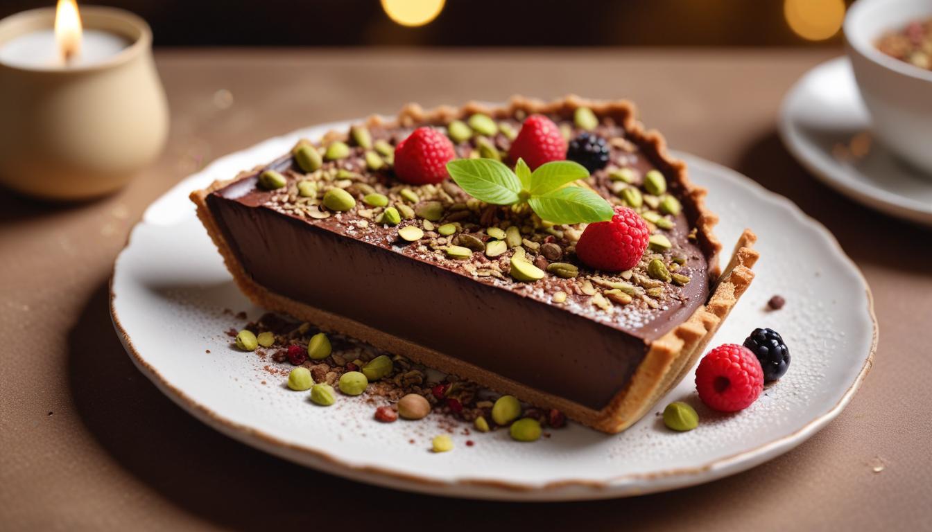 Zengin ve Lüks Glutensiz Çikolatalı Tart Pistachio Müsli ile