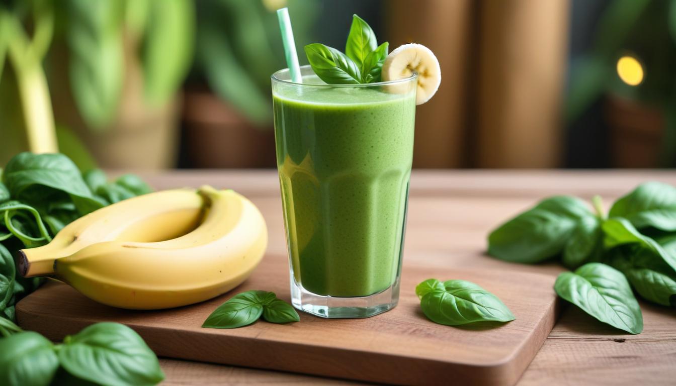 Cilt Dostu Glutensiz Ispanak ve Fesleğen Smoothie